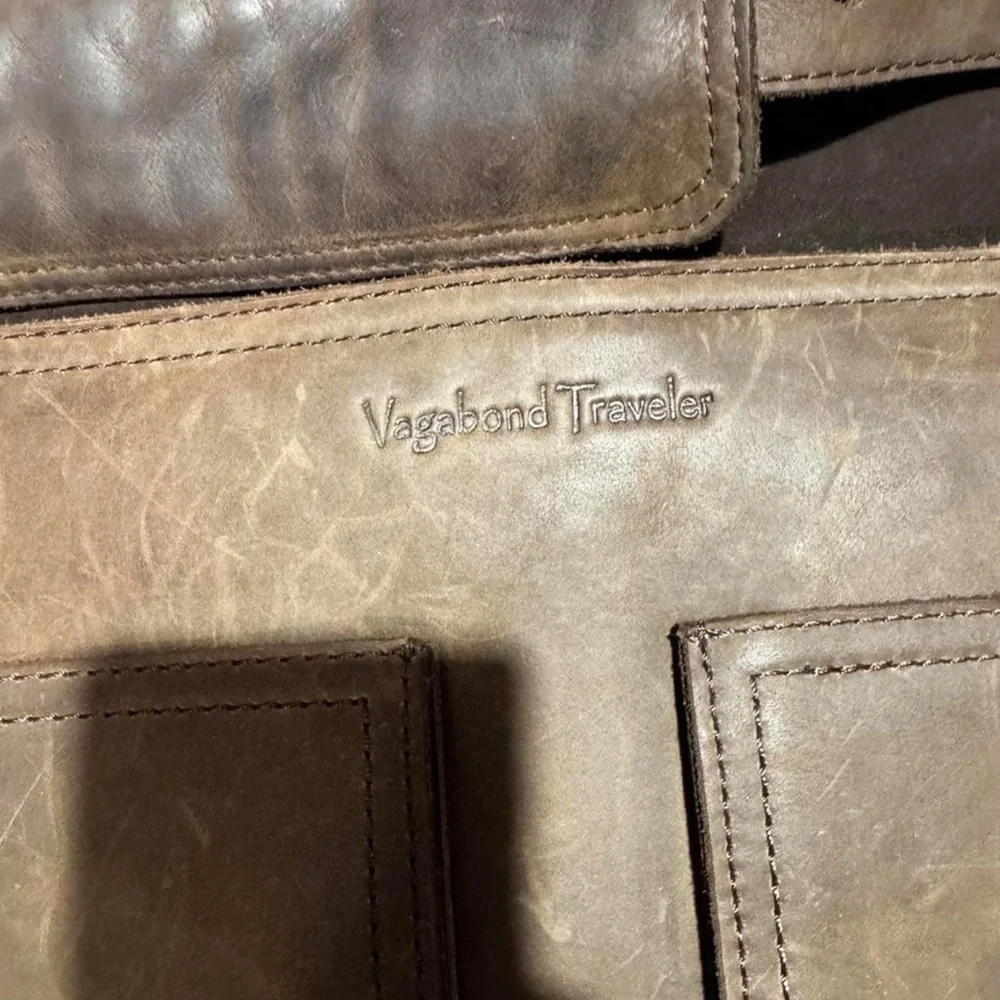 Vagabond Brown Leather Messenger Bag with Dual Front Pockets
